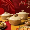 Beige ceramic cookware set: A multi-functional earthenware pot for frying, stir-frying, stewing and boiling at home Specification image